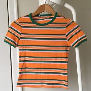 RETRO inspired  striped belly tee small (bluenotes)